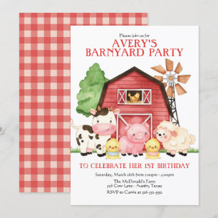 Invitation d'anniversaire de ferme, anniversaire d