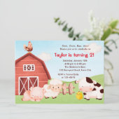 Invitation d'anniversaire de ferme - Aquarelle - B (Debout devant)