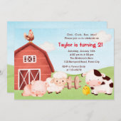 Invitation d'anniversaire de ferme - Aquarelle - B (Devant / Derrière)