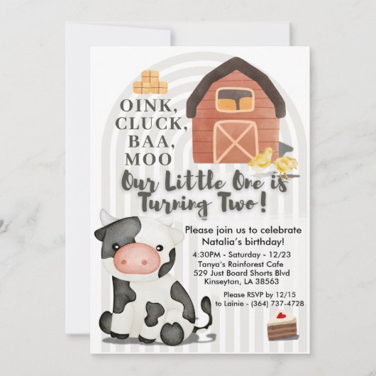 Invitation d'anniversaire de ferme | Barnyard Anim (Devant)