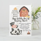 Invitation d'anniversaire de ferme | Barnyard Anim (Debout devant)