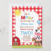 Invitation d'anniversaire de ferme Barnyard fête d (Devant)