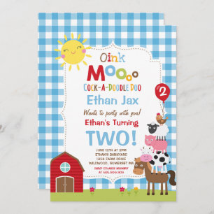 Invitation d'anniversaire de ferme Barnyard fête d