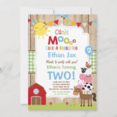 Invitation d'anniversaire de ferme Barnyard fête d (Devant)