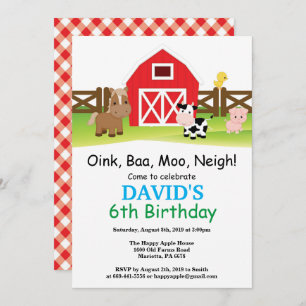 Invitation d'anniversaire de ferme Barnyard Party