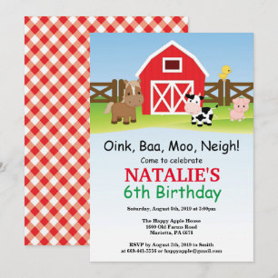 Invitation d'anniversaire de ferme Barnyard Party