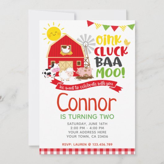 Invitation d'anniversaire de ferme, Barnyard Party (Devant)
