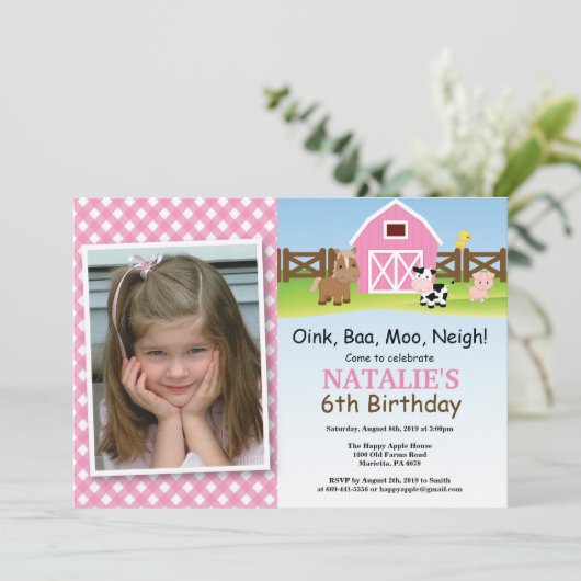 Invitation d'anniversaire de ferme Barnyard Party (Debout devant)