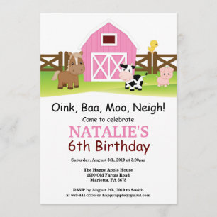 Invitation d'anniversaire de ferme Barnyard Party