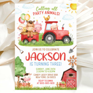 Invitation d'anniversaire de ferme, barnyard rouge