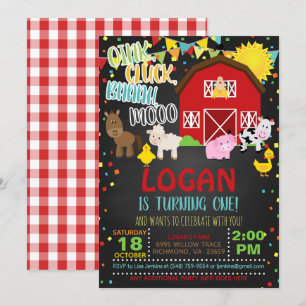 Invitation d'anniversaire de ferme - Blk