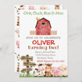 Invitation d'anniversaire de ferme, Boy Farm Invit (Devant / Derrière)