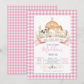 invitation d'anniversaire de ferme, fête de ferme (Devant / Derrière)