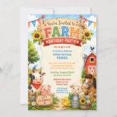 Invitation d'anniversaire de ferme Fête de grange (Devant)