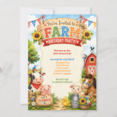 Invitation d'anniversaire de ferme Fête de grange (Dos)