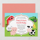 Invitation d'anniversaire de ferme - Garçon Girl T (Devant / Derrière)