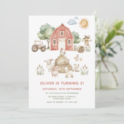 Invitation d'anniversaire de ferme, Invitation d'a (Debout devant)