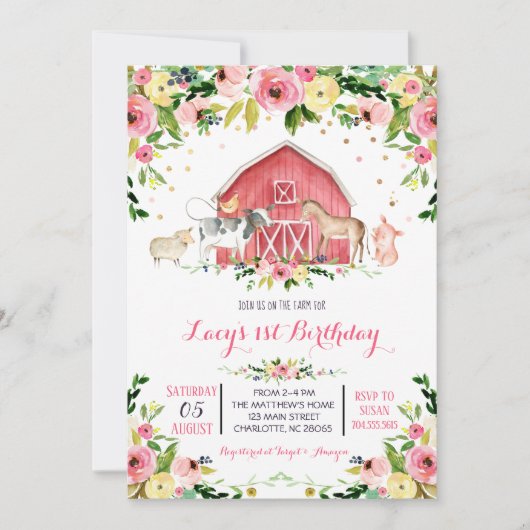 invitation d'anniversaire de ferme, invitation d'a (Devant)