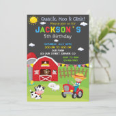 Invitation d'anniversaire de ferme invitation de f (Debout devant)