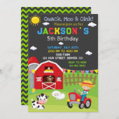 Invitation d'anniversaire de ferme invitation de f (Devant / Derrière)