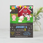 Invitation d'anniversaire de ferme invitation de f (Debout devant)