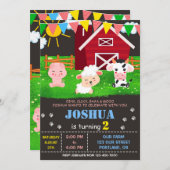Invitation d'anniversaire de ferme invitation de f (Devant / Derrière)