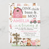 Invitation d'anniversaire de ferme, Oink Cluck Baa (Devant / Derrière)
