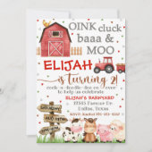 Invitation d'anniversaire de ferme, Oink Cluck Baa (Devant)