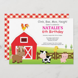 Invitation d'anniversaire de ferme Pays Barnyard P