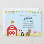 Invitation d'anniversaire de ferme Pays Barnyard P (Devant)