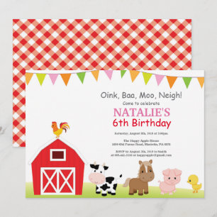 Invitation d'anniversaire de ferme Pays Barnyard P