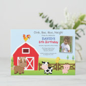 Invitation d'anniversaire de ferme Pays Barnyard P (Debout devant)