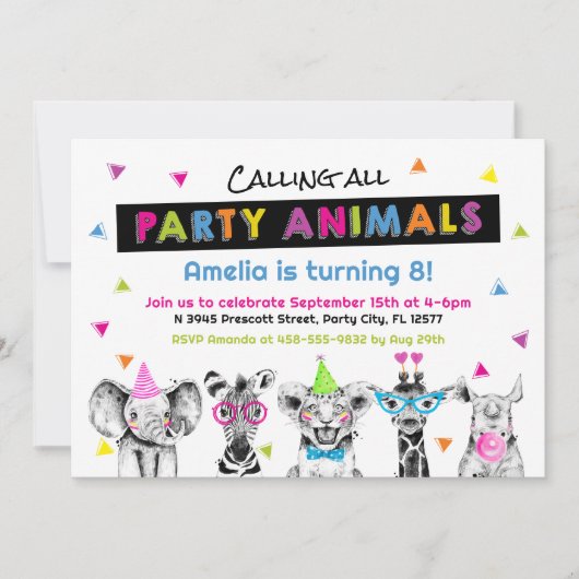 Invitation d'anniversaire de fête (Devant)