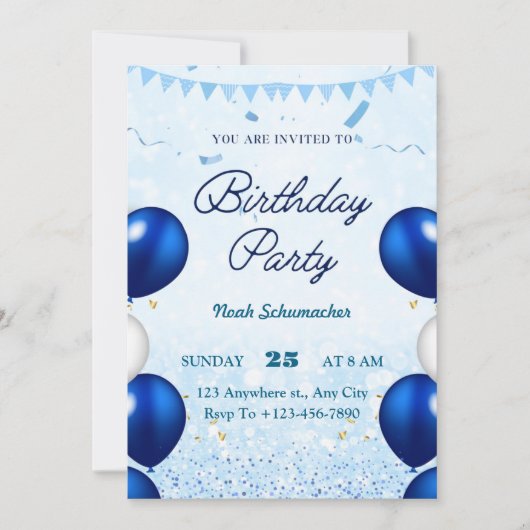Invitation d'anniversaire de fête (Devant)