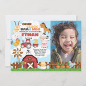 Invitation d'anniversaire de fête à la ferme (Devant)