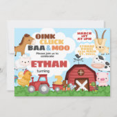 Invitation d'anniversaire de fête à la ferme (Devant)