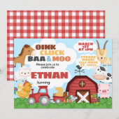 Invitation d'anniversaire de fête à la ferme (Devant / Derrière)