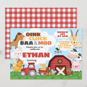 Invitation d'anniversaire de fête à la ferme