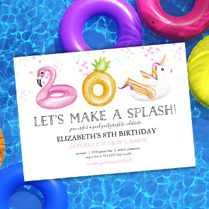 Invitation d'anniversaire de fête à la piscine ave