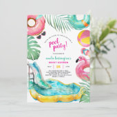 Invitation d'anniversaire de fête à la piscine d'é (Debout devant)