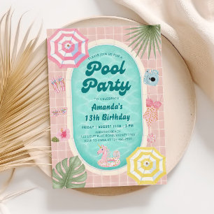 Invitation d'anniversaire de fête au bord de la pi