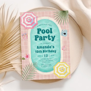 Invitation d'anniversaire de fête au bord de la pi