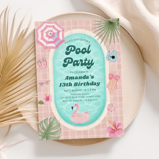 Invitation d'anniversaire de fête au bord de la pi