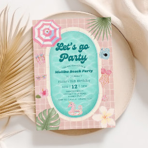 Invitation d'anniversaire de fête au bord de la pi