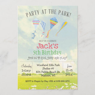 Invitation d'anniversaire de fête au parc pour tou