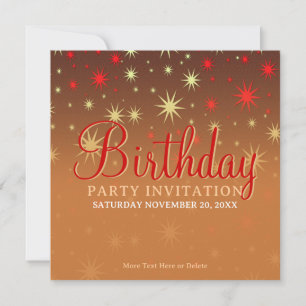 Invitation d'anniversaire de fête aux étoiles scin