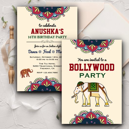Invitation d'anniversaire de fête Bollywood de sty