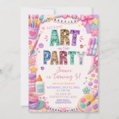 Invitation d'anniversaire de fête d'art à paillett (Devant)
