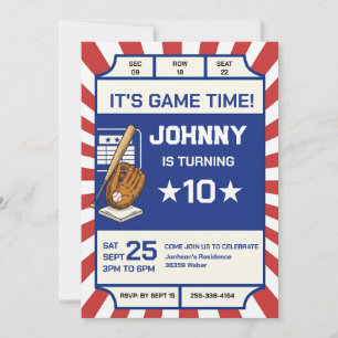 Invitation d'anniversaire de fête de baseball pers