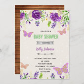 Invitation d'anniversaire de fête de bébé papillon (Devant / Derrière)